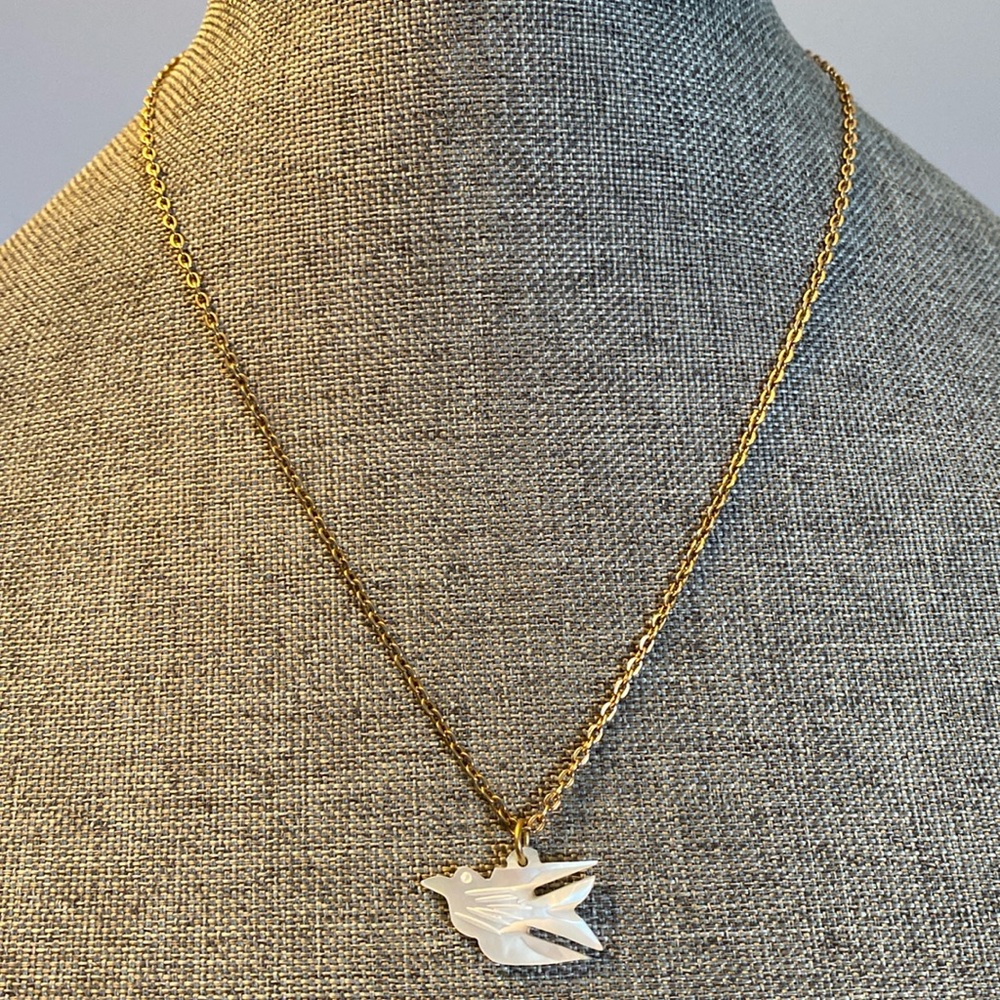 Vintage Mother of Pearl Dove Necklace